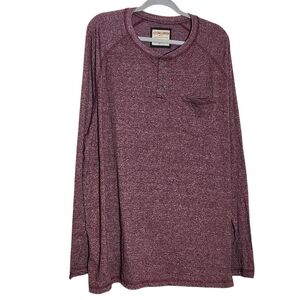 Hudson & Barrow Heather Burgundy Long Sleeve Henley Shirt NWT Size 2X